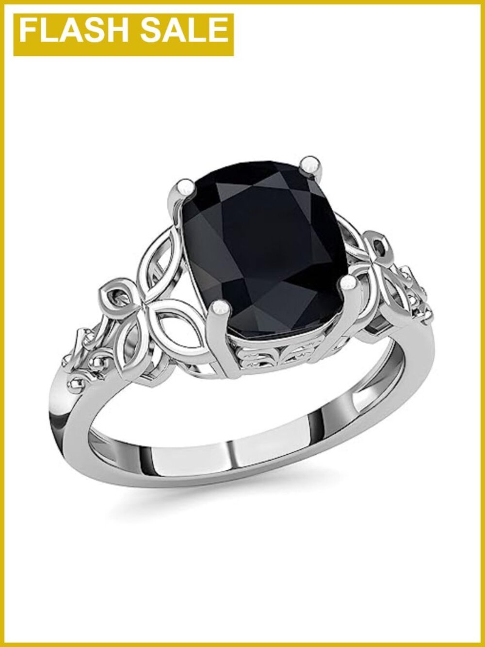 Black Tourmaline 925 Sterling Silver Statement Ring for Women